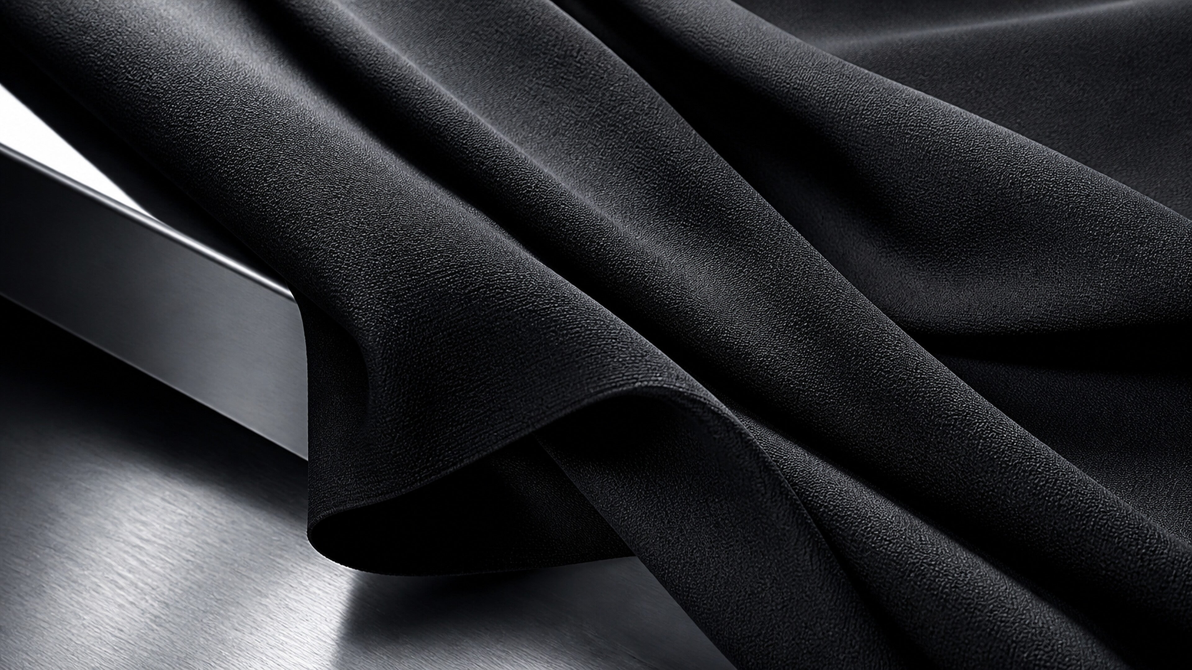 Détail macro d’un tissu graphite fluide